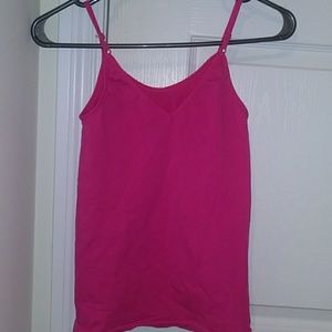 HOT PINK V NECK TANK TOP